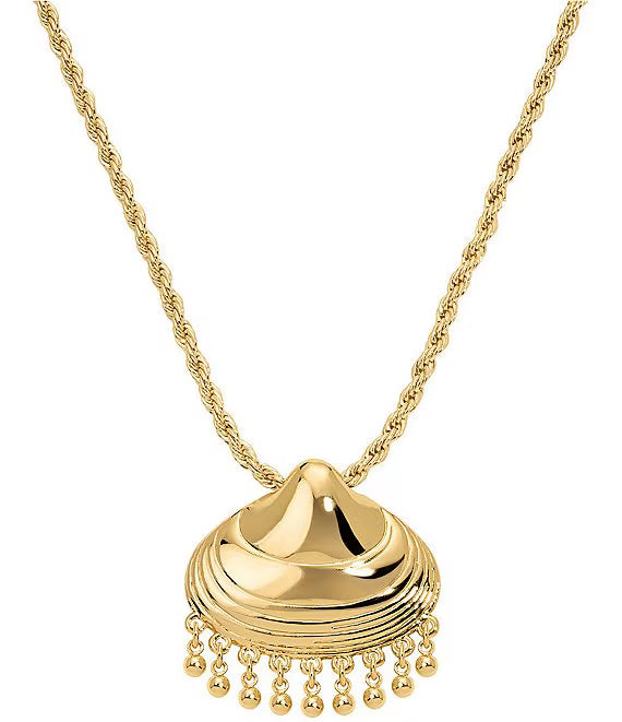Calypso Seashell Fringe Short Pendant Resort Necklace Electric Picks