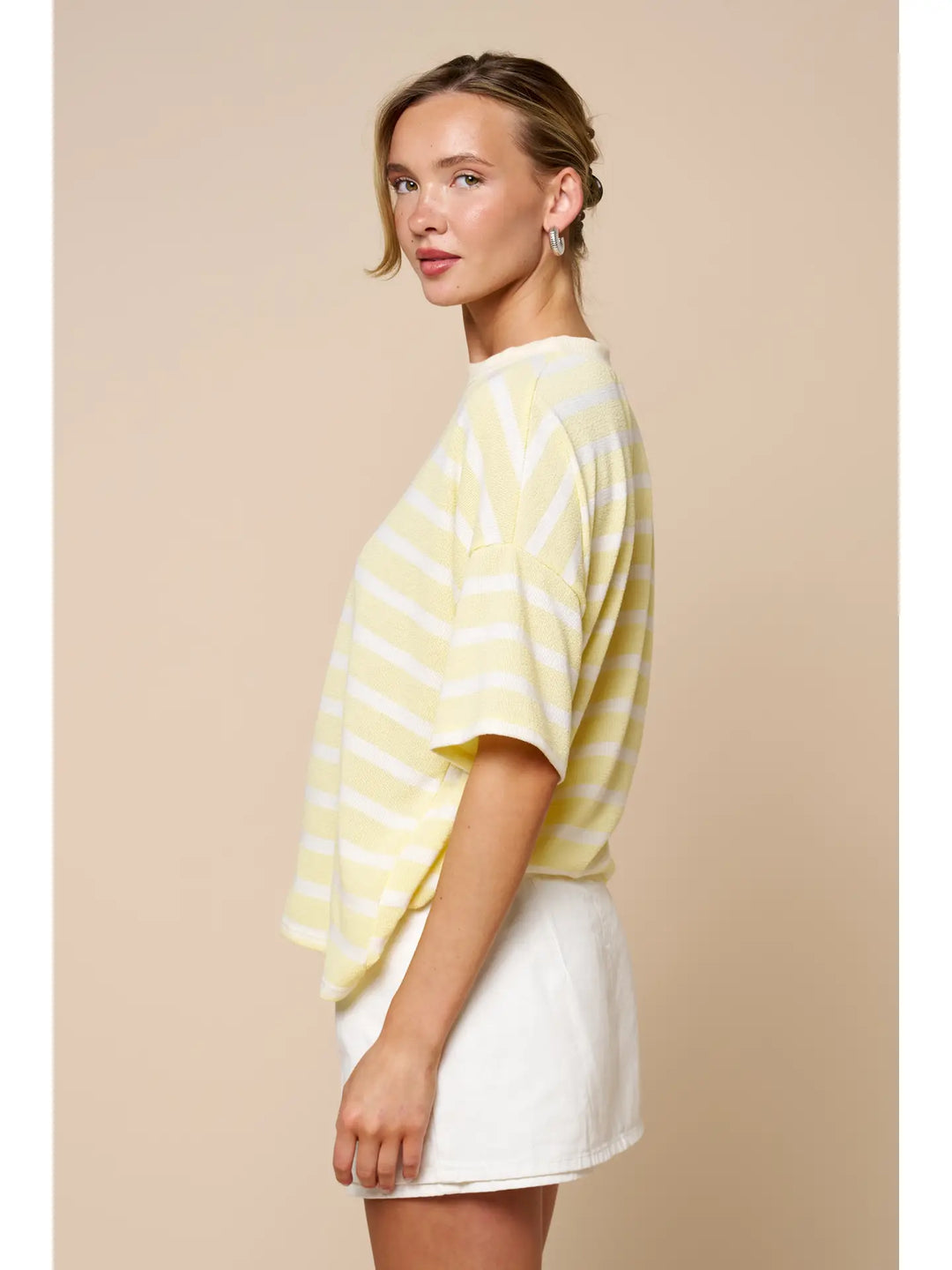 Striped Short Sleeve Knit Top