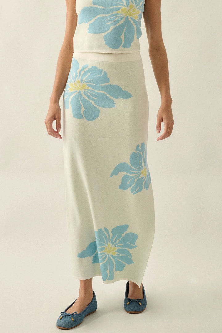Floral Jacquard-Knit Maxi Sweater Skirt