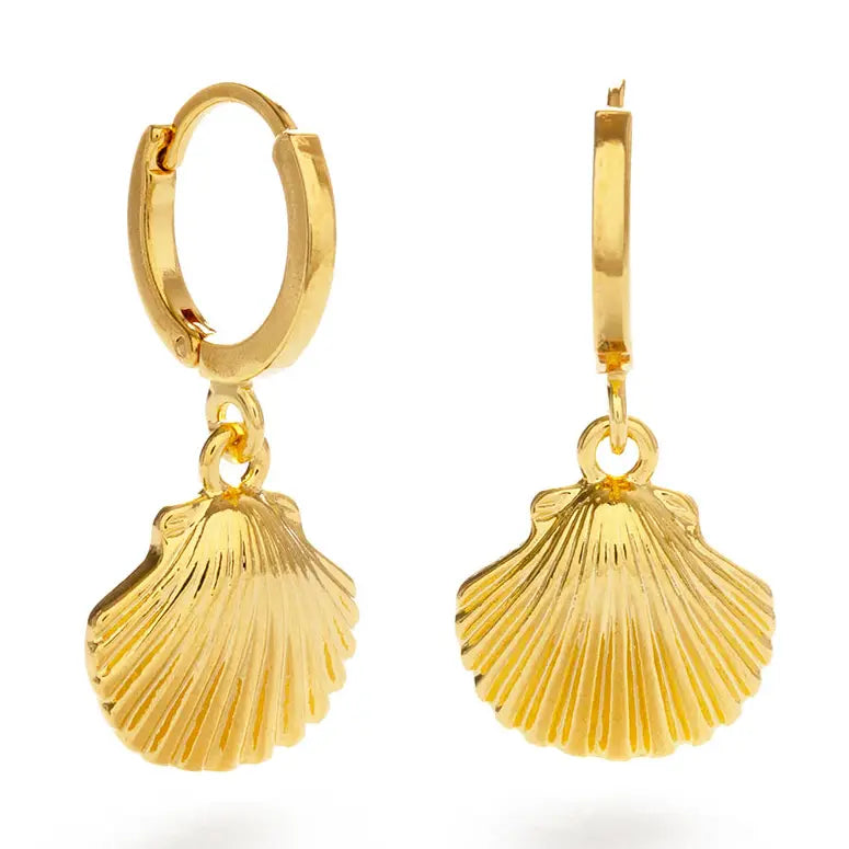 Shell Huggie Hoop Earrings