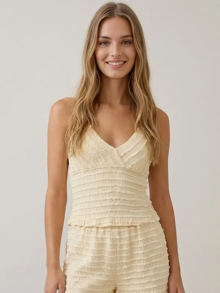 Mini Ruffle Detail Adjustable Straps Cami Top