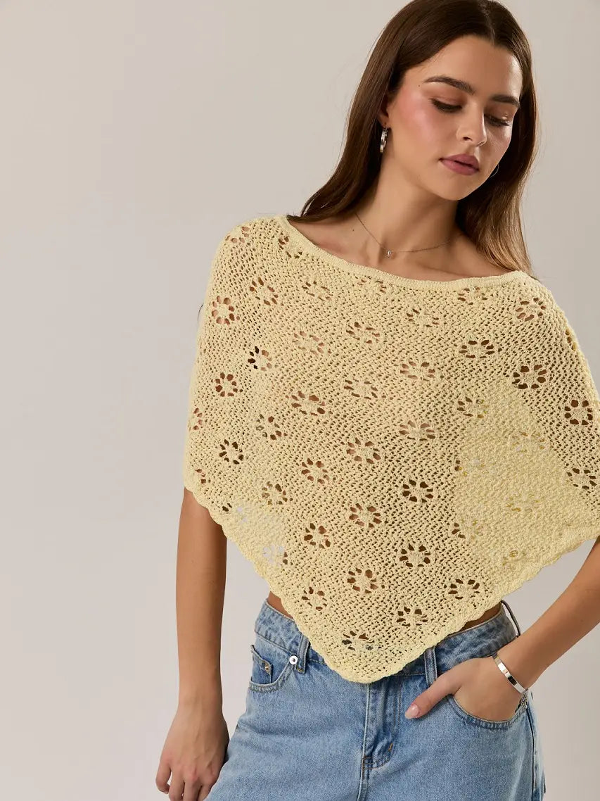 Openwork Detail Sweater Poncho