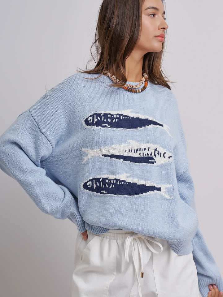 Sardines Oversized Drop-Shoulder Knit Sweater