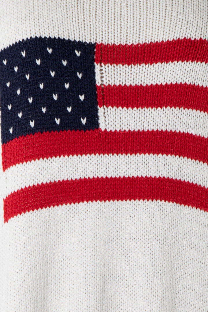 White Lightweight Flag Soft Sweater Top