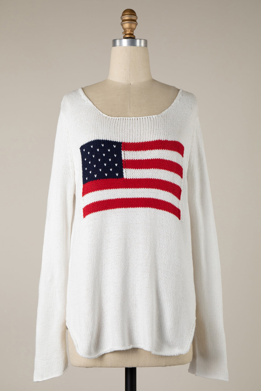 White Lightweight Flag Soft Sweater Top