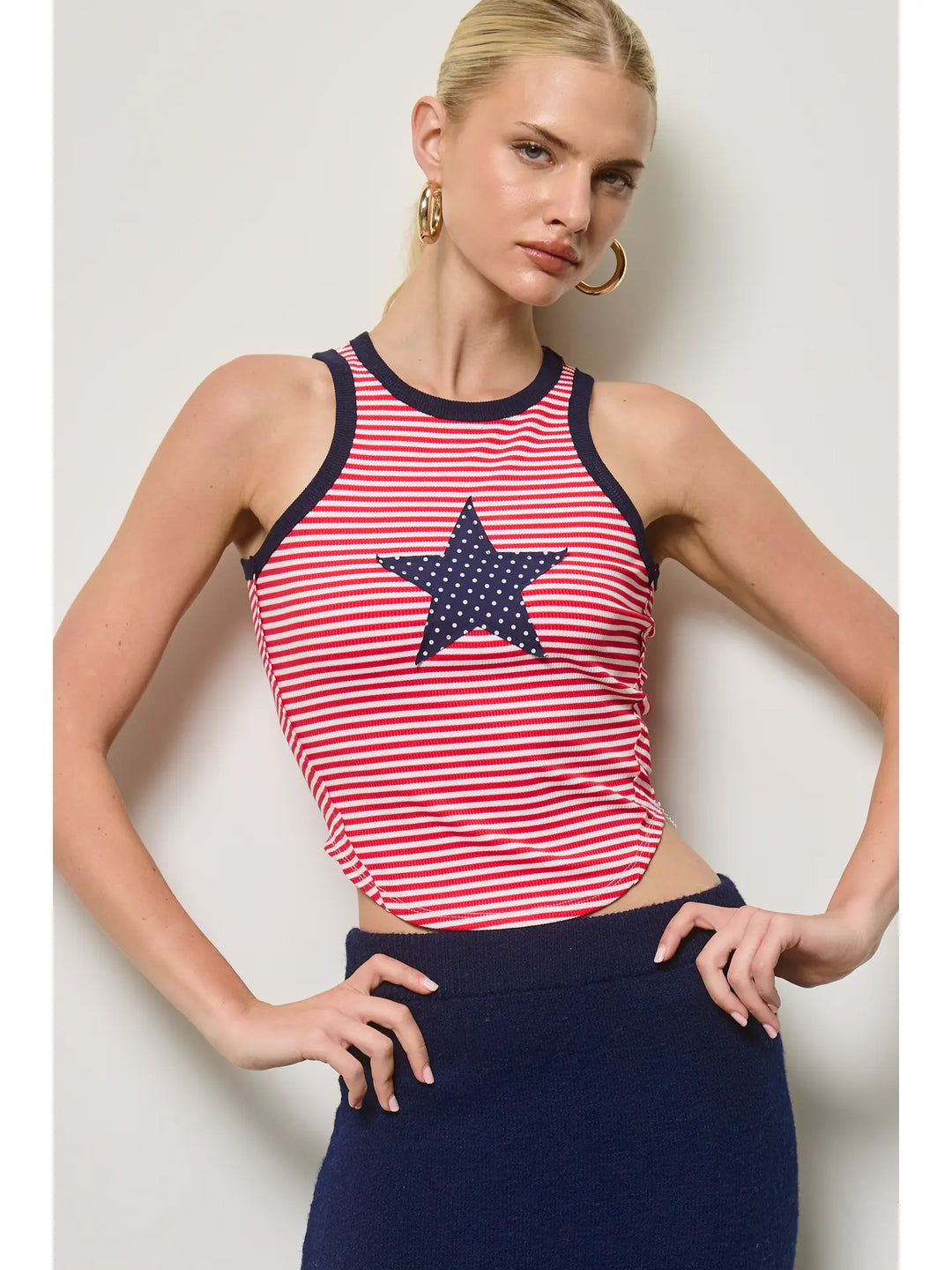 Americana Star Stripe Ribbed Knit Tank Top