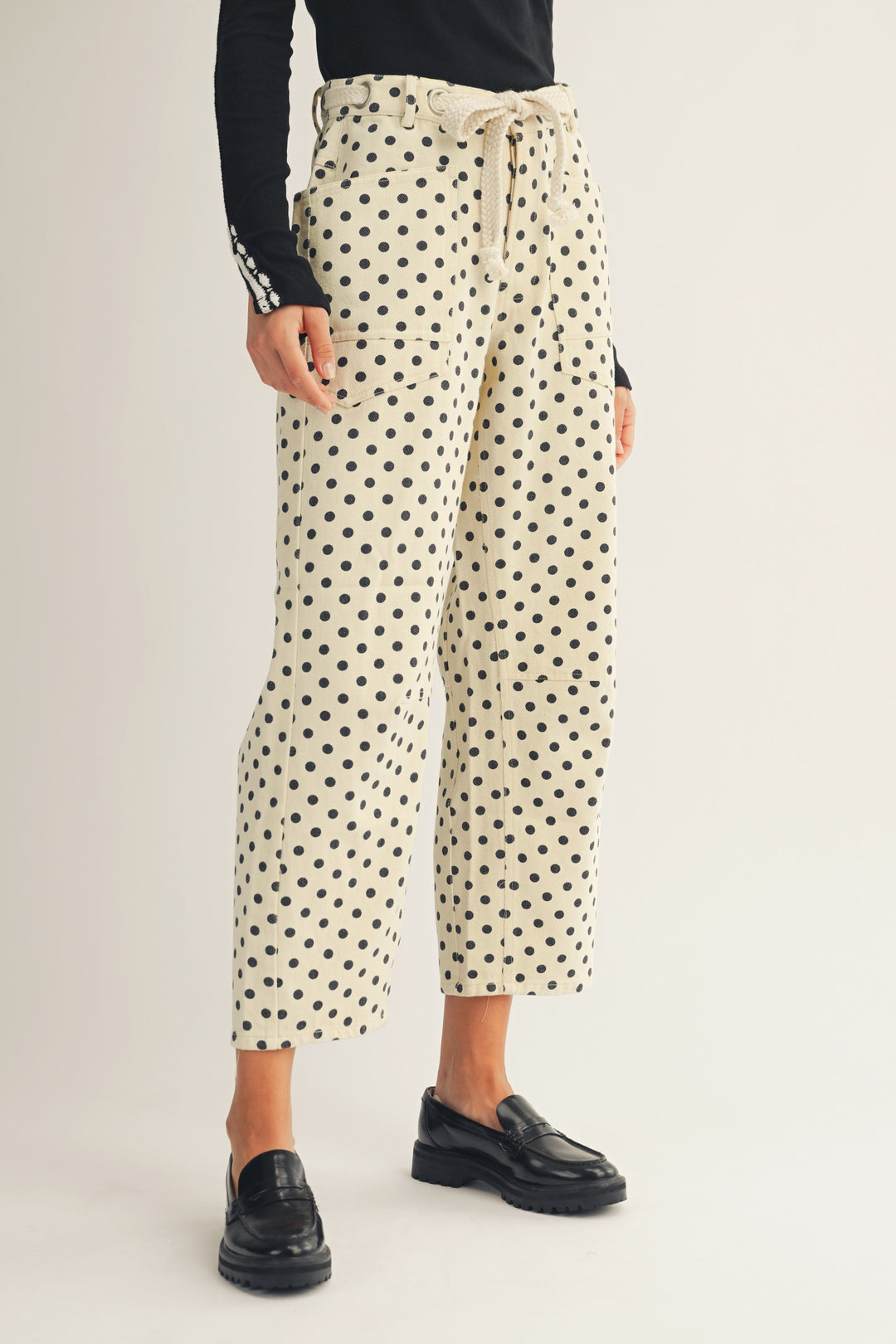 Polka Dots String Barrel Pants