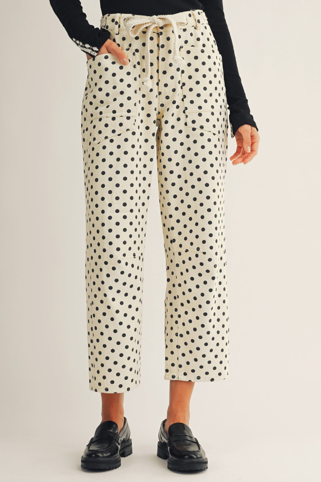 Polka Dots String Barrel Pants