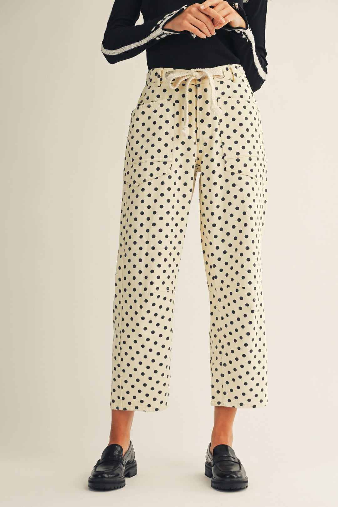 Polka Dots String Barrel Pants
