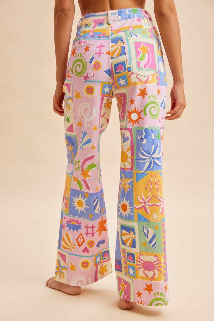 Summer Patchwork Wide Leg Lightweight Denim Pants