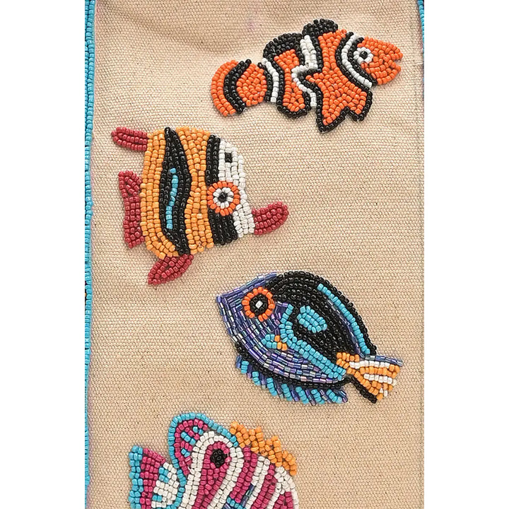 Colorful Fish Beaded Boat Tote