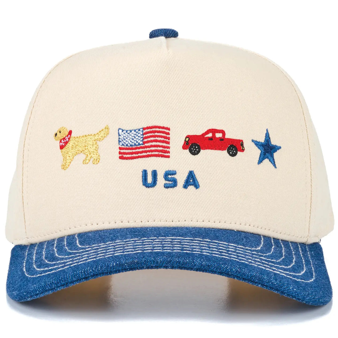 Letter with Icon Embroidered On Two Tone Trucker Hat