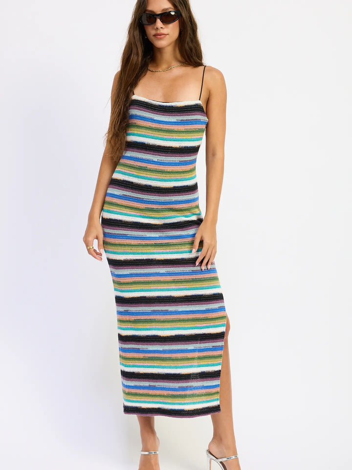 Multi Stripe Midi Dress
