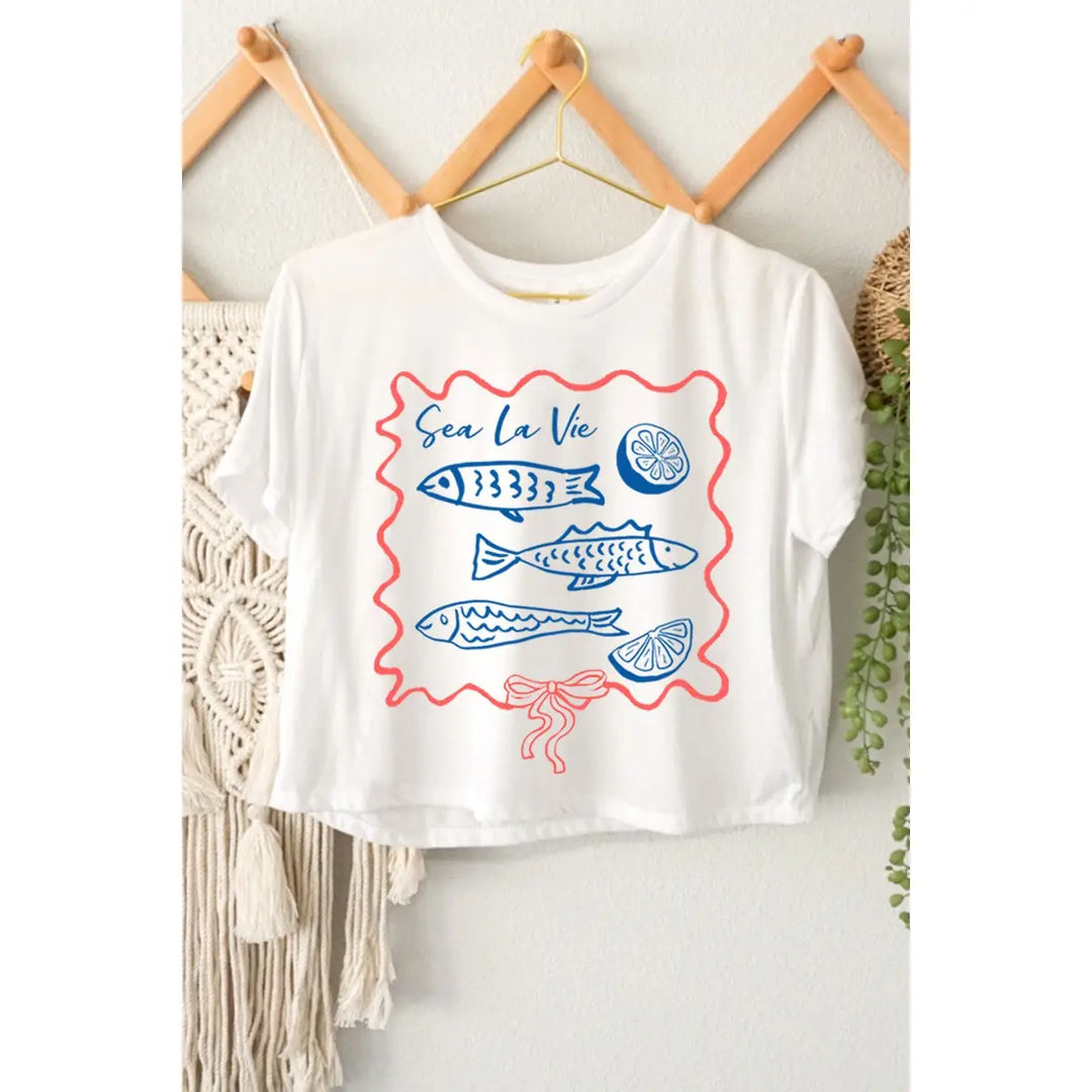 Sea La Vie Graphic Crop Top