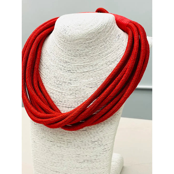 "Original" Slub 8-Strand Cotton Necklace - Red |