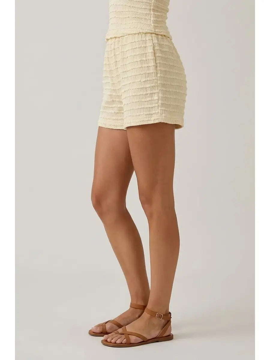 Mini Ruffle Ruched Detail Shorts w/ Full Lined