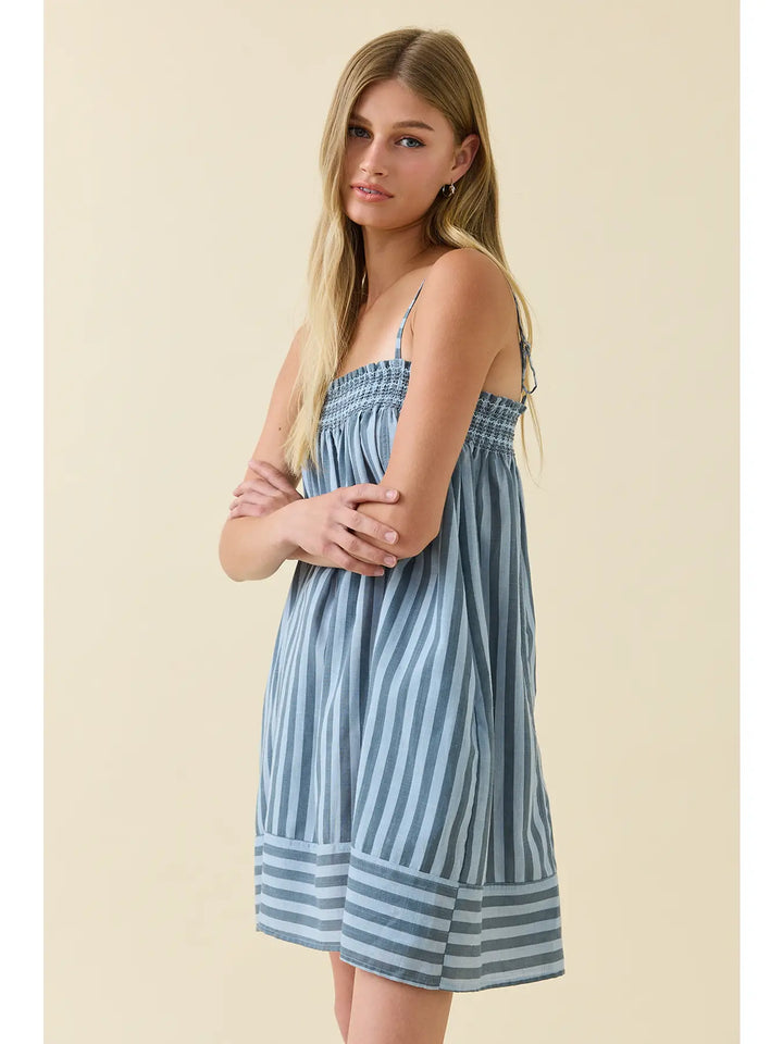 Smocked Stripe Cami Dress