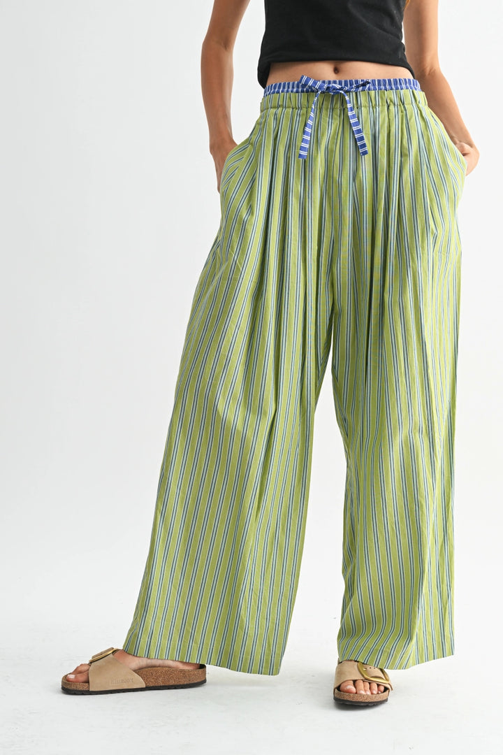 Striped Wide-Leg Trousers