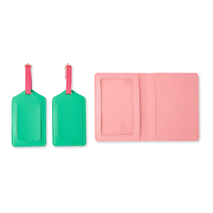 3pc Faux Leather Passport Holder & Luggage Tag Set – Jet Set