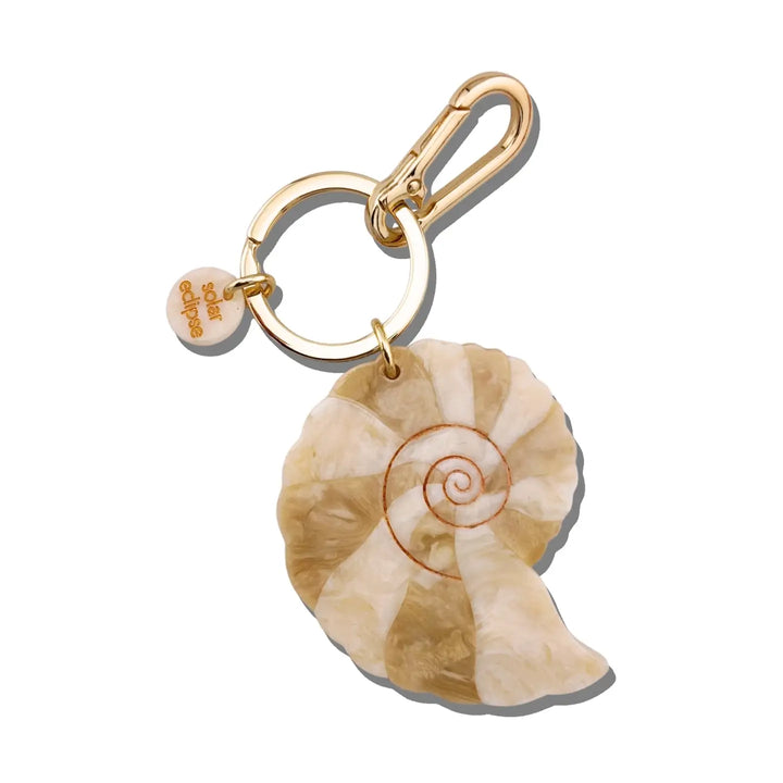 Hand-Painted Spiral Shell Bag Charm + Keychain | Eco-Friendly
