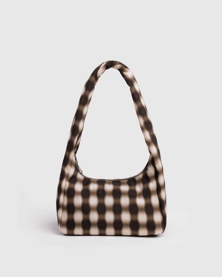 Small Nylon Meringue Bag - Blurred Gingham Brown Baggu