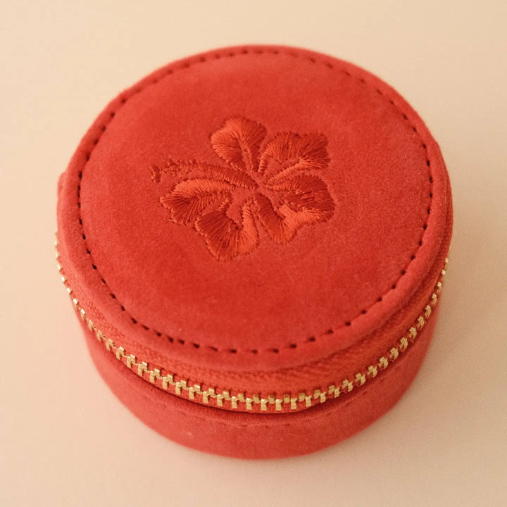 Mini Travel Jewellery Case in Hibiscus Pink