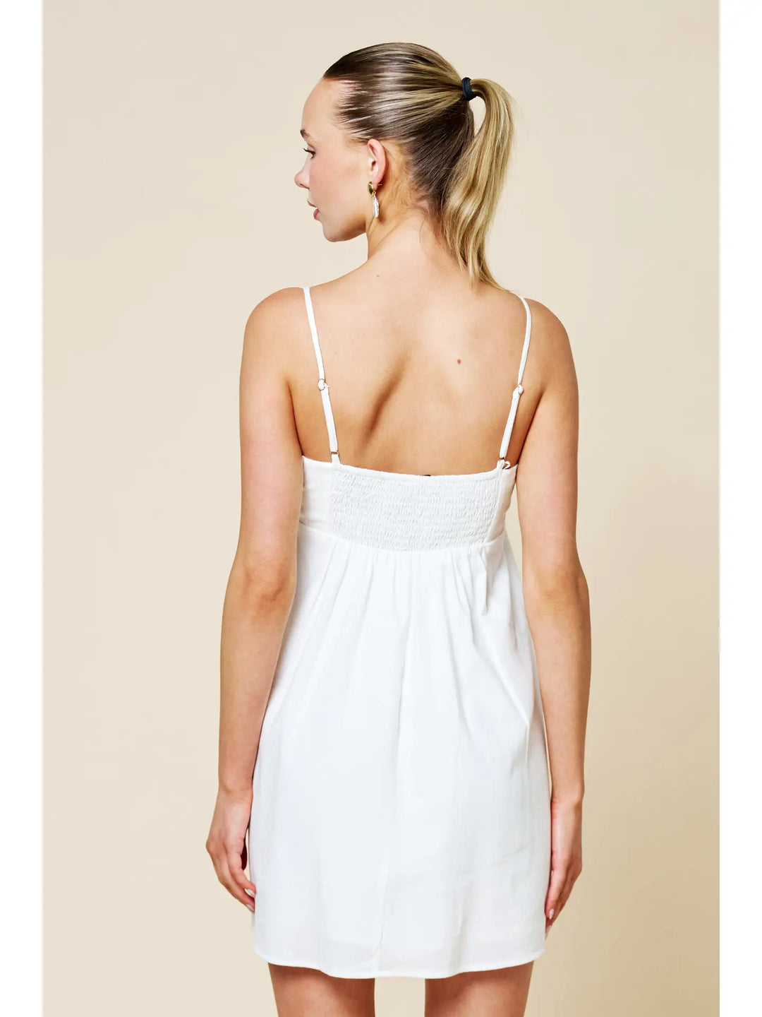 Seashell Embroidery Babydoll Strappy Mini Dress