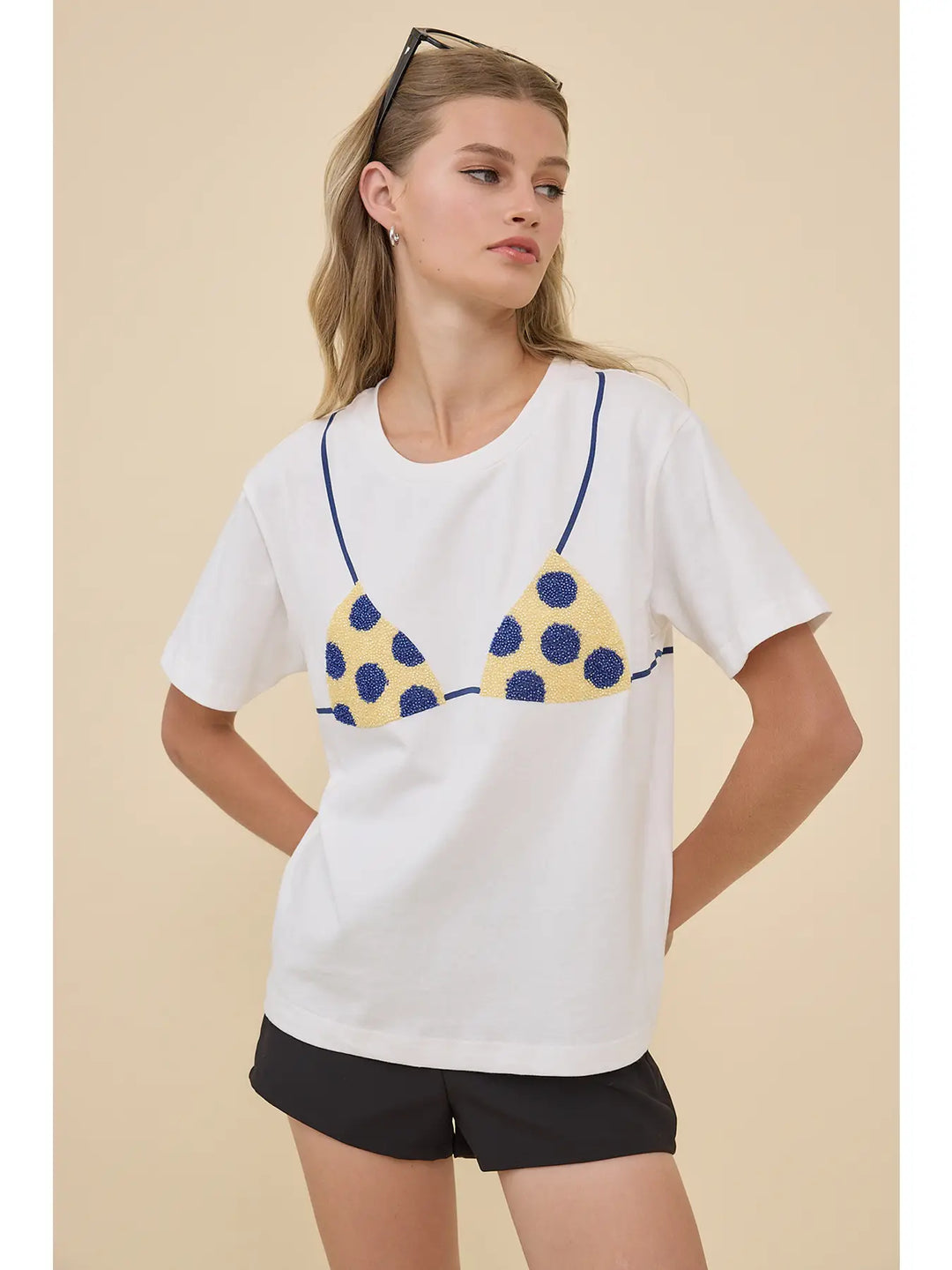 Caviar Bead Polka Dot Bra Graphic Tee