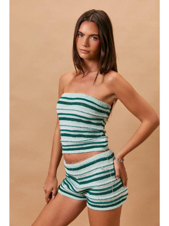 Stripe Summer Sweater Tube Top
