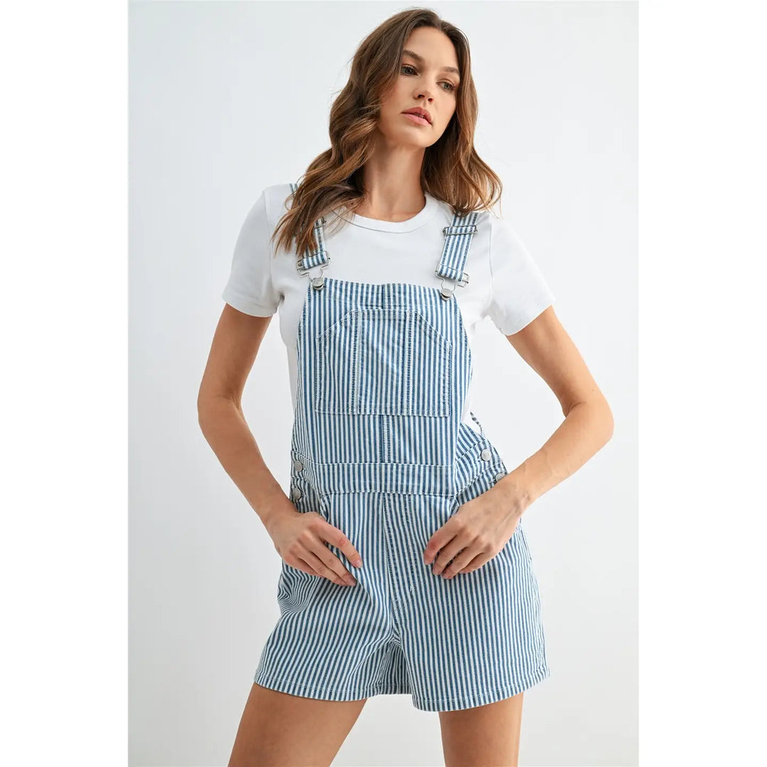 Bib Overall Shorts Stripe