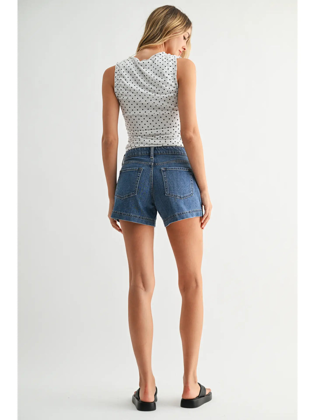 Lightweight Short w/ Side Slit Detail - Medium Denim - JH693