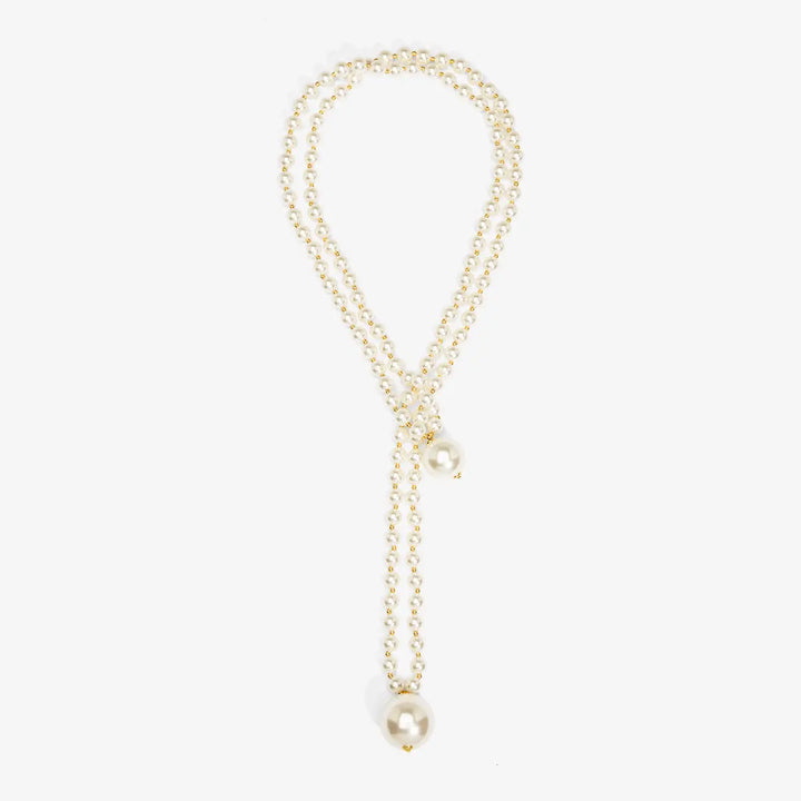 Double Pearl Long Necklace