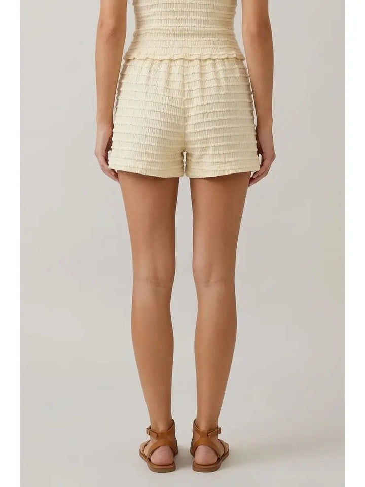 Mini Ruffle Ruched Detail Shorts w/ Full Lined