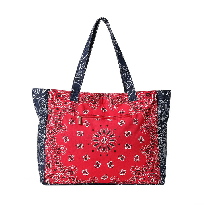 Bandana Print Canvas Tote -Bailey Red/Navy