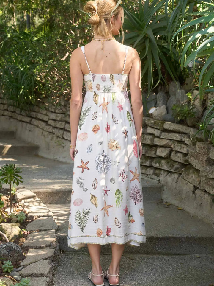Multicolor Nautical Print Sleeveless Midi Dress