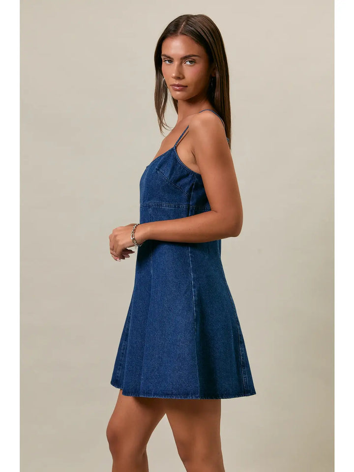 Baby Doll Spaghetti Denim Dress