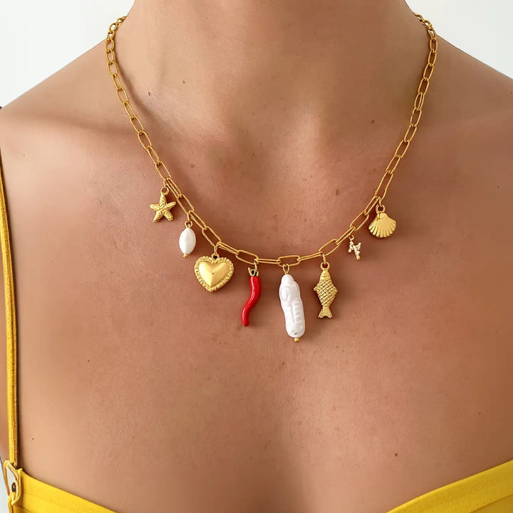 Filigrane 18K Gold Non-Tarnish Pepper Fish Charm Necklace