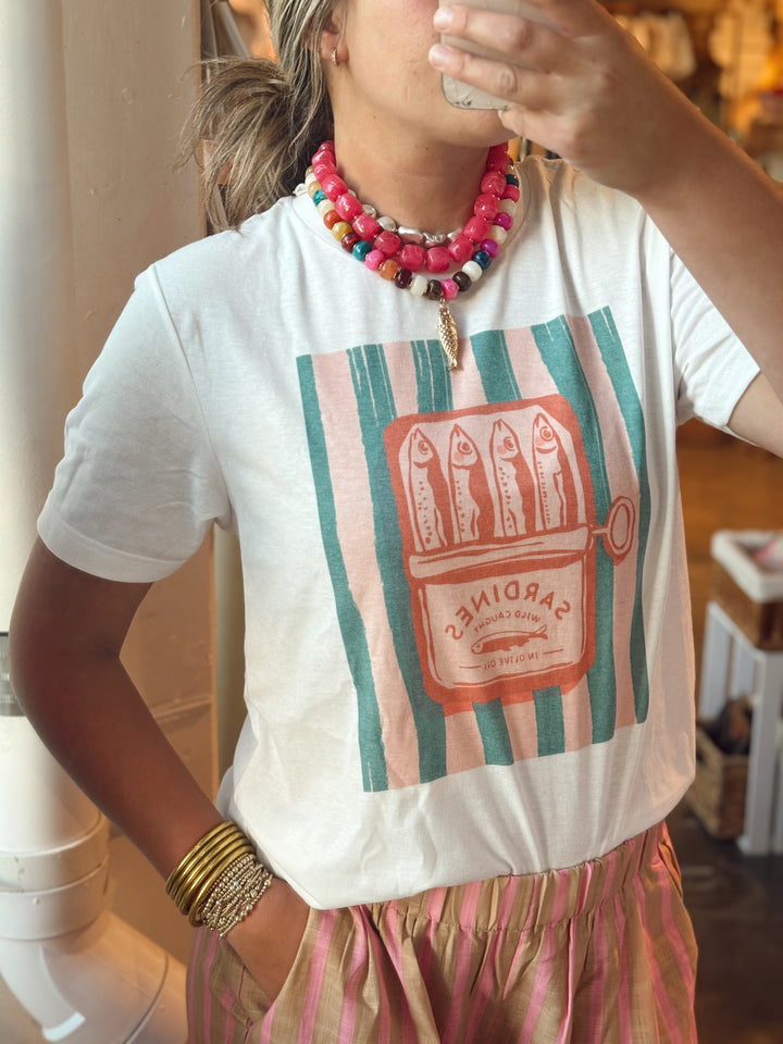Stripe Sardines Graphic Tee | Summer Tee