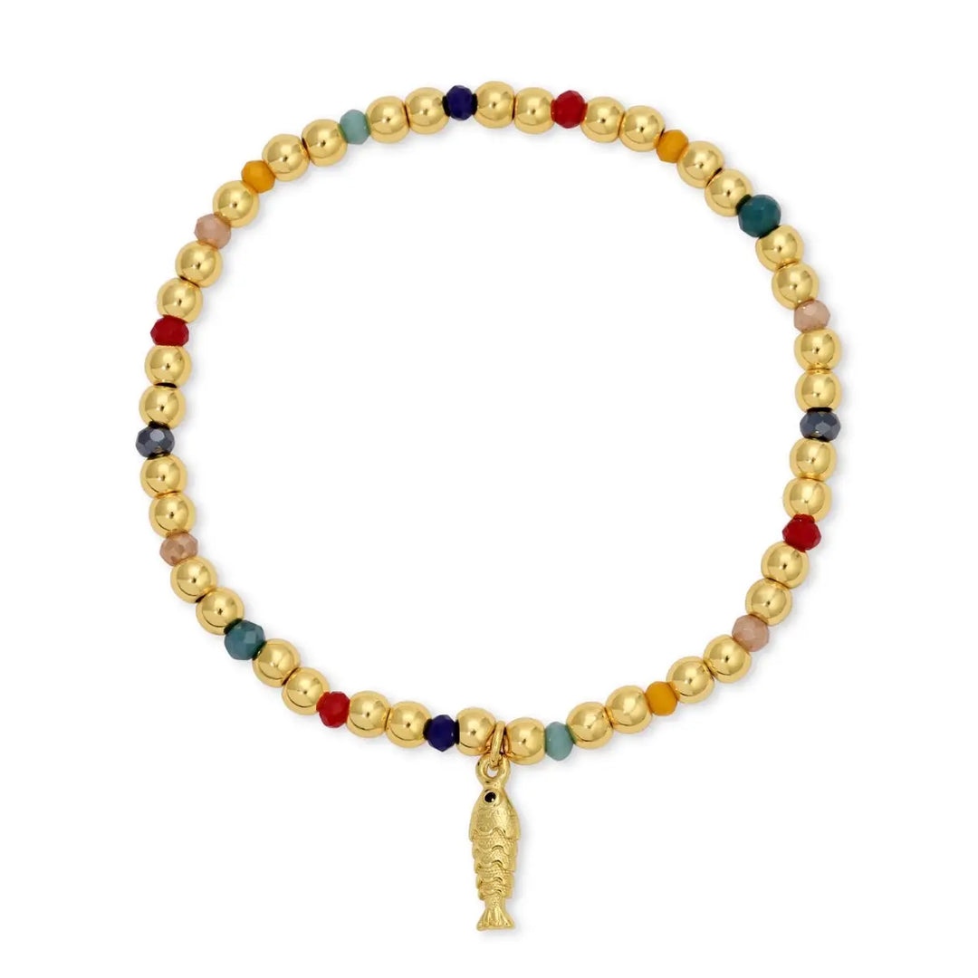 Fish Charm Beaded Stretch Bracelet