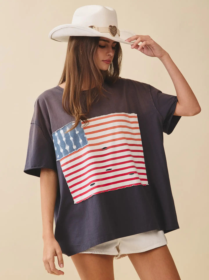 Distressed Flag Patch Tee