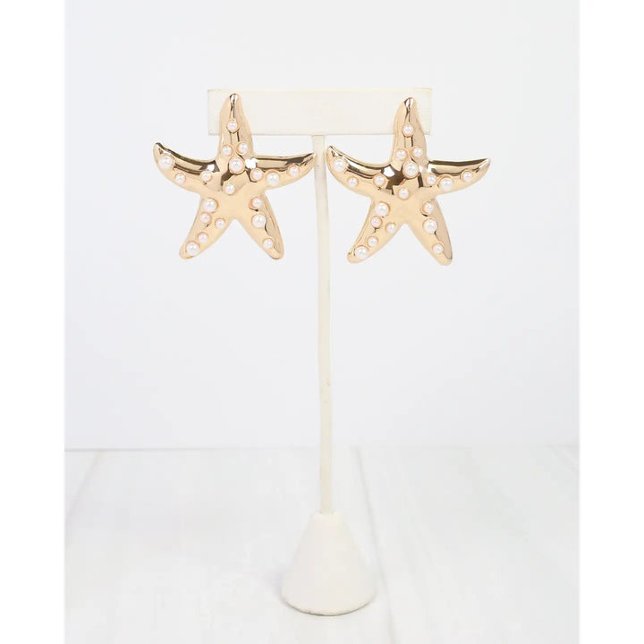 Trieste Pearly Starfish Earring Gold