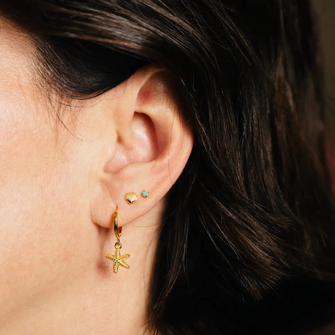 Starfish Huggie Hoops