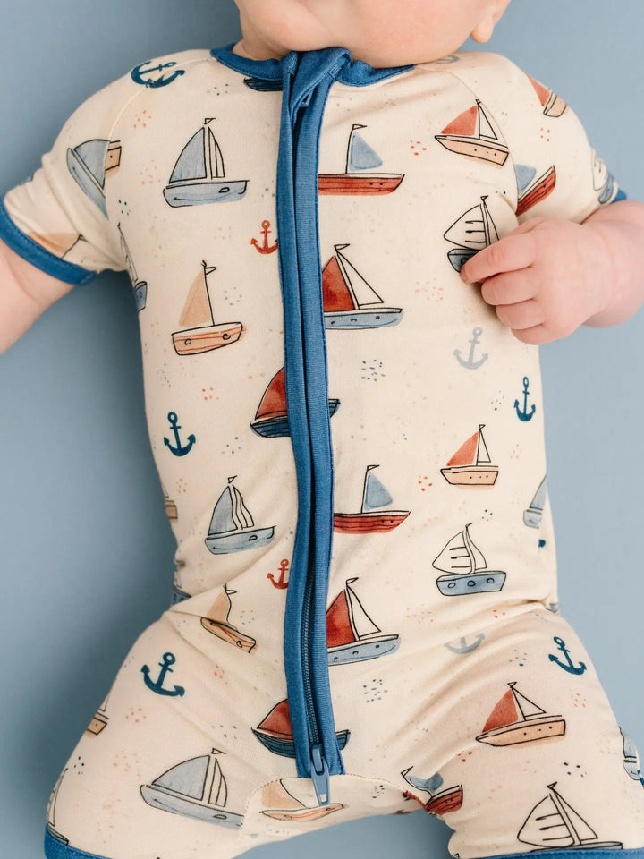 Nautical Sail Bamboo Short Romper