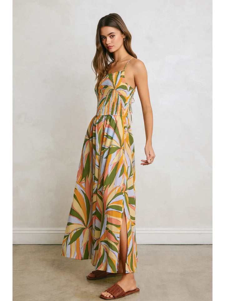 Tropical Smocked Maxi Dress