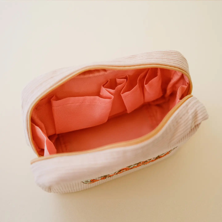 Corduroy Makeup Bag in White Sand