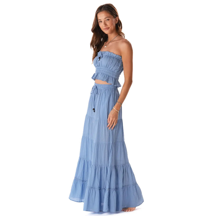 Denim Blue Coastal Tube Top with Bead