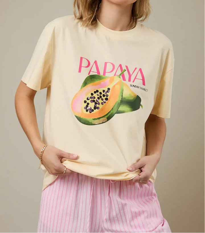 Crew Neck Short Sleeve "Papaya" Graphic T-Shirt