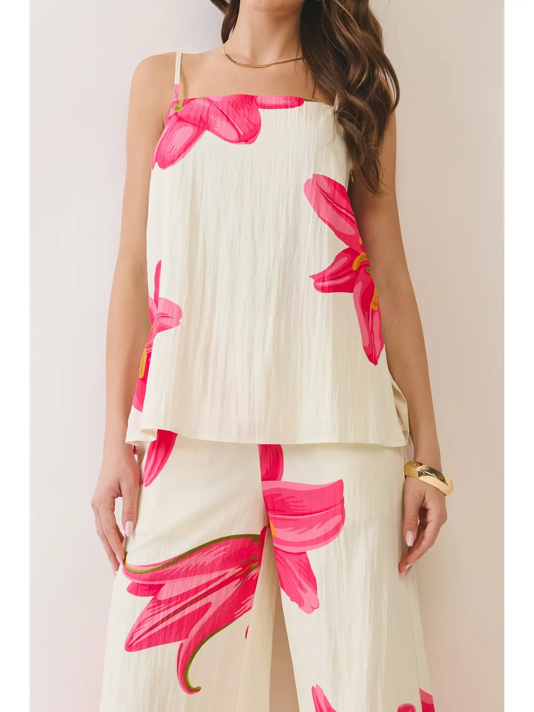 Floral Print Side Zipper Cami Top