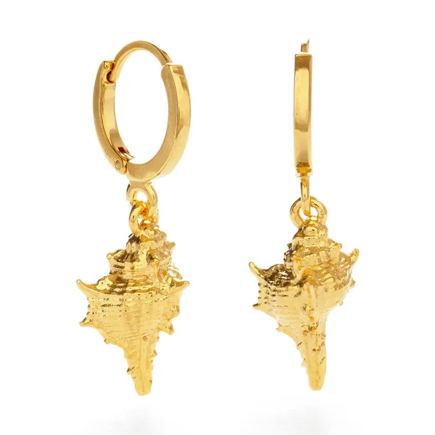 Conch Shell Huggie Hoop Earrings