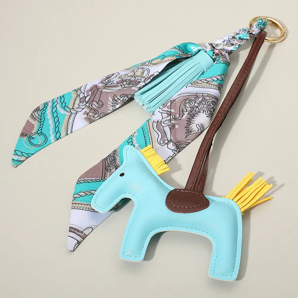 Faux Leather Horse Tassel Scarf Keychain / Bag Charm